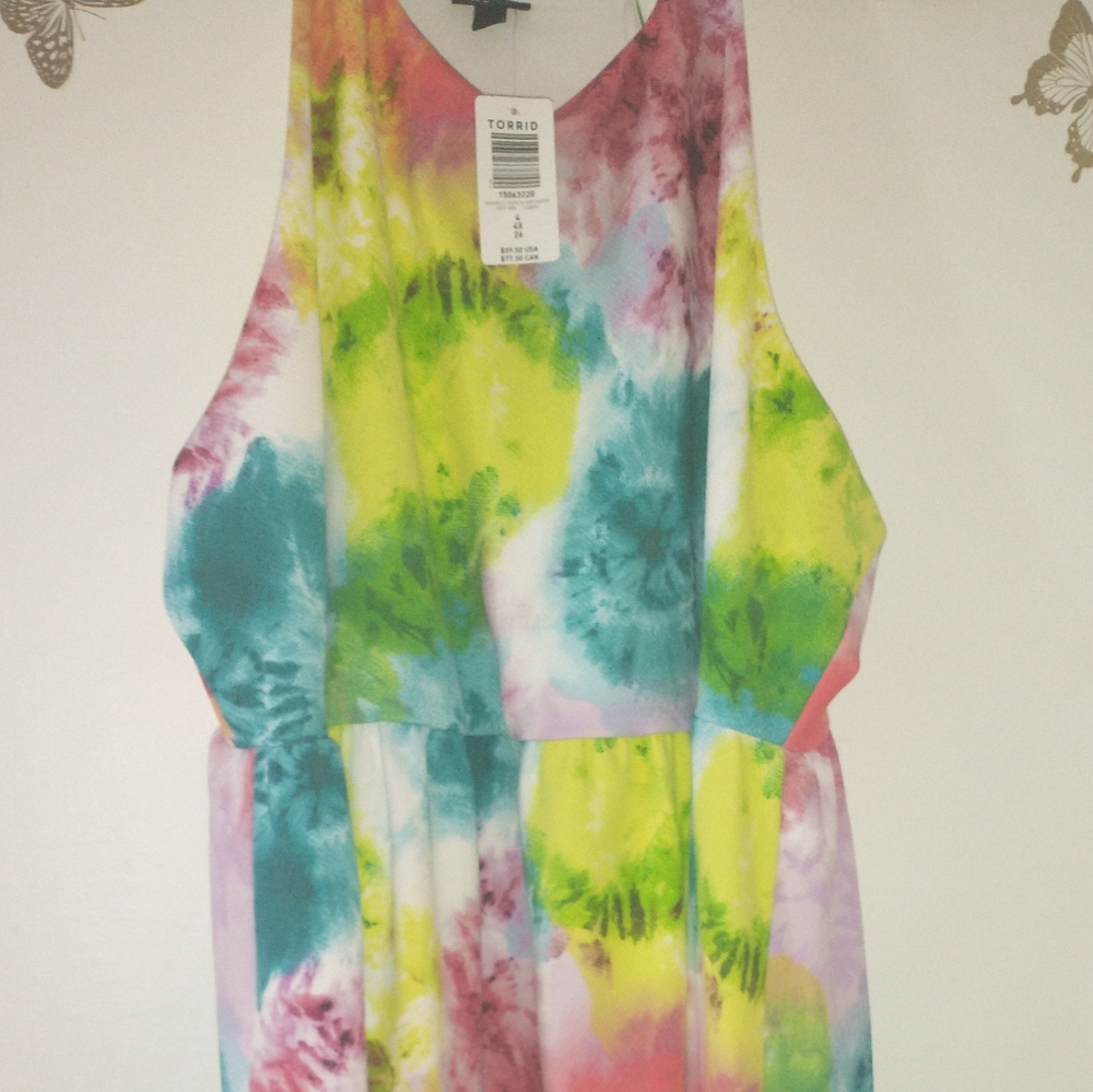 Torrid Rainbow Tie Dye Dress NWT